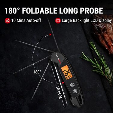 Термометр для м'яса ThermoPro TP03H: точний термометр-щуп для гриля та приготування їжі (IPX6, вологостійкий)
