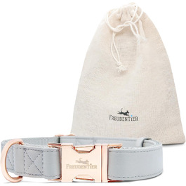 Нашийник для собак Freudentier з веганської шкіри, подарунковий мішечок, м'який, регульований та міцний. Підходить для собак середніх та великих порід, обхват шиї 34-49 см, ширина 2 см.
