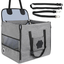 Автомобільний лежак для собак 44x40x40 см – міцний лежак з ременями безпеки та сіткою, знімний кошик для собак на заднє сидіння, водонепроникний та зручний