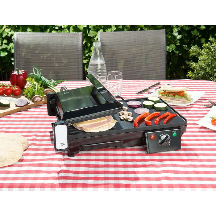 Rosenstein & Söhne 2-in-1 Electric Table Grill with Contact Grill & Grill Plate - 2000W