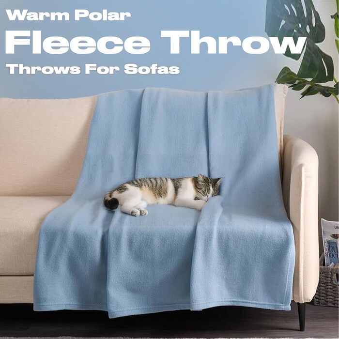 Плед DREAMSCENE з флісу, теплий, м'який, 120 x 150 см, блакитний