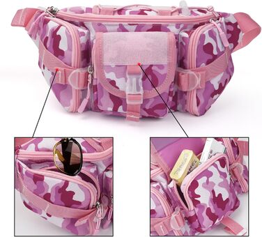 Тактична чоловіча поясна сумка Molle, водонепроникна, унісекс, рожевий камуфляж