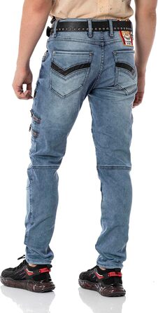 Чоловічі джинси Cipo & Baxx Destroyed, блакитні, 38W/32L | Модні рвані джинси в стилі biker