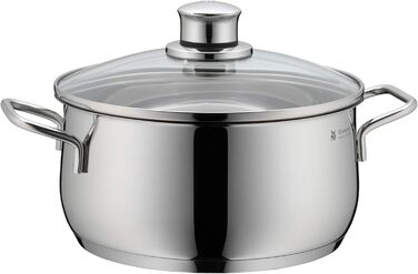 Каструля WMF Diadem Plus 24 см з кришкою, 4,5 л, нержавіюча сталь, для індукції, без покриття, макарони
