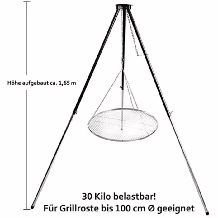 Three-Leg Grill Stand T 180 Swivel - Swivel Grill with Grate (Stainless Steel, 60 cm)