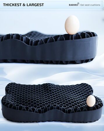 Гелеве сидіння для офісного крісла: ергономічна подушка з подвійною структурою та стільниковою поверхнею для тривалого сидіння, підтримки попереку та полегшення болю при ішіасі. Підходить для авто, каяку, інвалідного візка. Чорний колір.