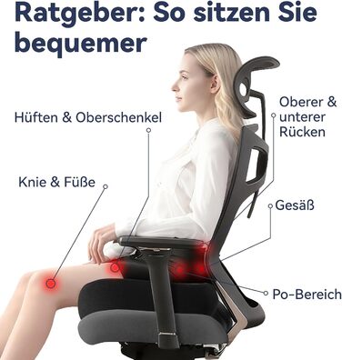Подушка для сидіння з піни Memory Foam SKYNY для офісного крісла, авто, інвалідного візка - велика, знімний нековзкий чохол, комфорт на весь день