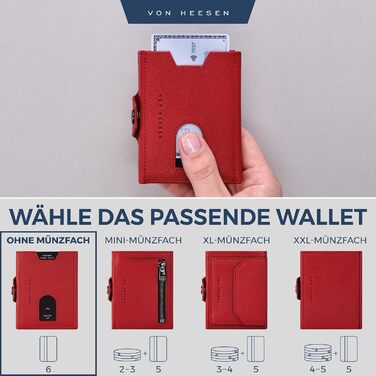 Портмоне VON HEESEN Slim Wallet з відділенням для монет та захистом RFID - для чоловіків та жінок - картхолдер, кредитне картхолдер - міні гаманець з карбону чорного кольору.