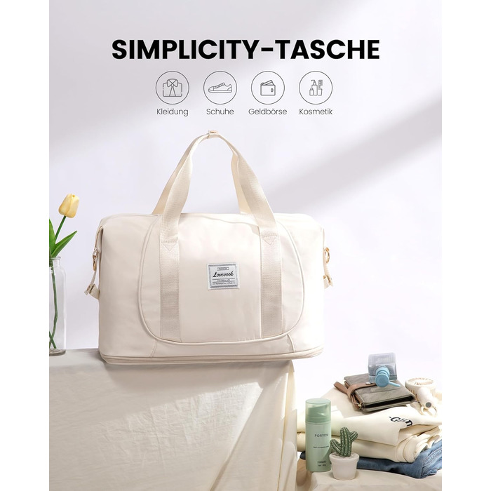 LOVEVOOK Сумка ручної поклажі Ryanair 40x30x20, розширювана, для авіаперельотів, зелена (бежева), жіноча/чоловіча