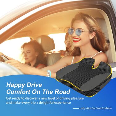 Автомобільна подушка для сидіння Lofty Aim з Memory Foam: підтримка спини, зняття болю при ішіасі, для авто, вантажівки, офісу, інвалідного візка - велика, чорна