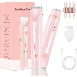 Електричний жіночий бритва 2-в-1 для тіла та зони бікіні, IPX7, USB-зарядка (Рожевий)