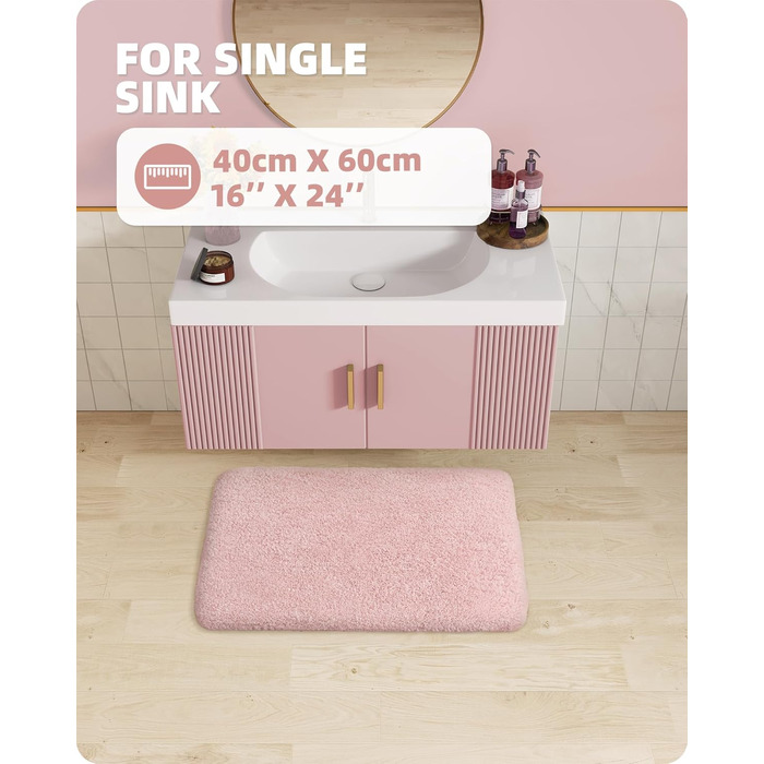 Килимок для ванної кімнати Color G 40x60 см, антиковзаюча, швидковисихаюча, плюшевий, для ванни (сірий, рожевий)