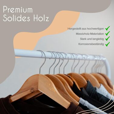 Плечики для одягу Portentum Holz, 10 шт., натуральні кольори - 360° обертання гачка, виступи для спідниць та блузок, нековзний тримач для штанів, підходять для костюмів, сорочок, курток (20 шт.)