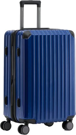 Чемодан з TSA-замком, телескопічною ручкою та 4 колесами, жорсткий корпус (Diamondblau, компактний)