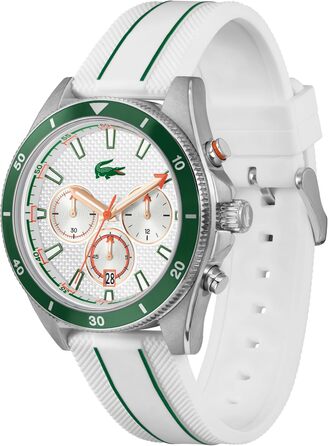 Годинник чоловічий Lacoste Mainsail Chronograph Quartz з білим силіконовим браслетом