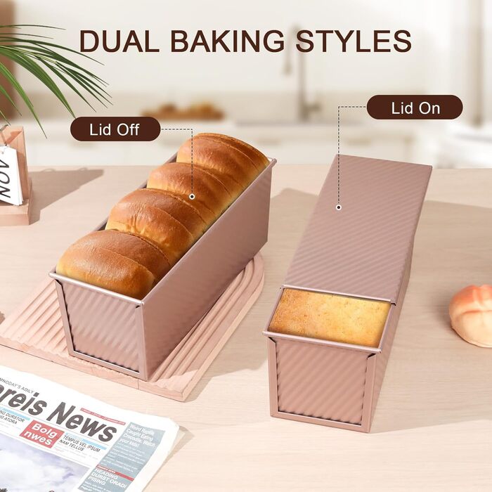 Форми для випічки хліба VINATO 2 шт. з кришками (21x12x11.7 см + 19x9.5x8 см) для хліба, тіста та випічки