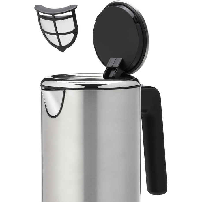WMF Lono Double-Walled Stainless Steel 1.3L Electric Kettle with Scale Filter, 2400 Watts, Safety Touch, Matte Stainless Steel Single