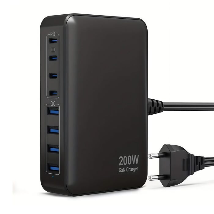 Зарядний пристрій USB-C 620W, 10 портів, швидка зарядка PD PPS 100W, для MacBook Pro/Air, iPad, iPhone 16/15/14/13/12 Pro Max, Samsung (чорний)