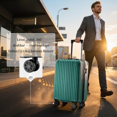 Чемодан 3-секційний, з твердим корпусом, темно-зелений (L)