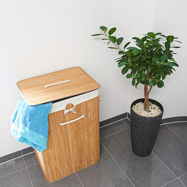 Relaxdays Bamboo Laundry Basket, Square