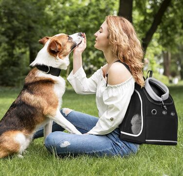 Рюкзак-переноска для собак та котів ALLSOPETS: зручний та дихаючий рюкзак для подорожей з великими котами та маленькими собаками (Carbonschwarz)