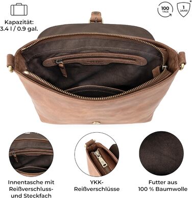 Сумка через плече Berliner Bags Catalina вінтажна шкіряна, Camel - жіноча кросбоді сумка середнього розміру з магнітним закриттям