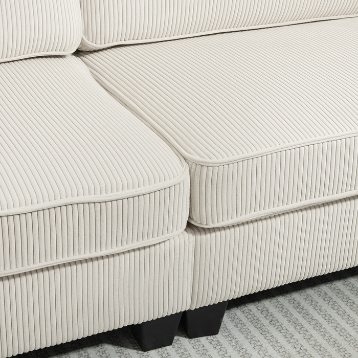 HOMCOM 3-Seater Sofa, Couch with Armrests, Back Cushions, Living Room Sofa with Cord Cover, Spring Core, Upholstered Sofa for Living Room, Bedroom 227 x 84 x 87 cm, Cream White | Aosom