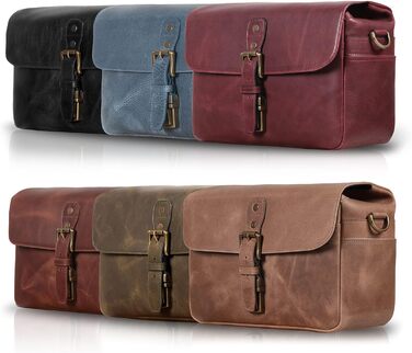 Чохол для камери MegaGear Torres з натуральної шкіри, оливковий (синій)