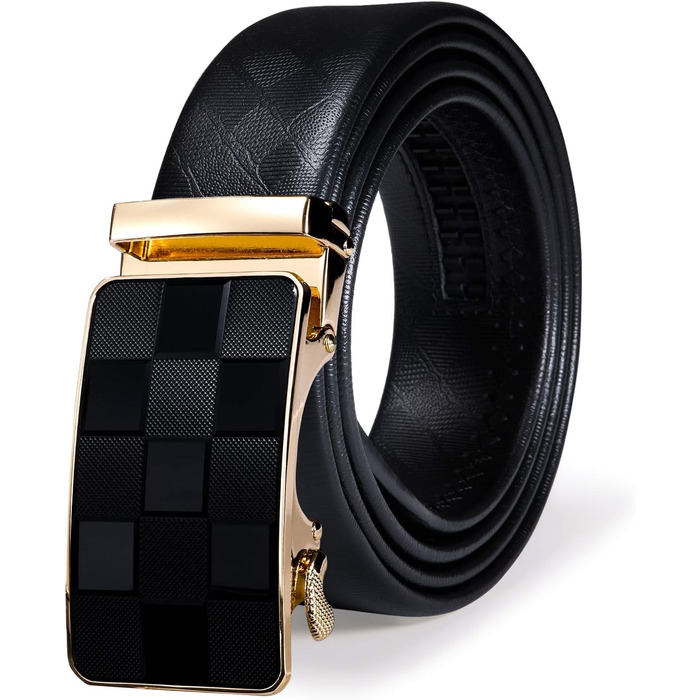 Чоловічий шкіряний ремінь Barry.Wang чорного кольору з 3 автоматичними пряжками, регульований бізнес-пояс (130 см), у подарунковій коробці