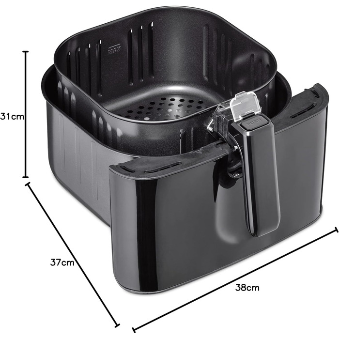 CASO AF 600 XL - large hot air fryer with a 6L basket volume, 12 automatic programs, sensor-touch control, timer from 1-60 minutes, removable basket (dishwasher-safe)