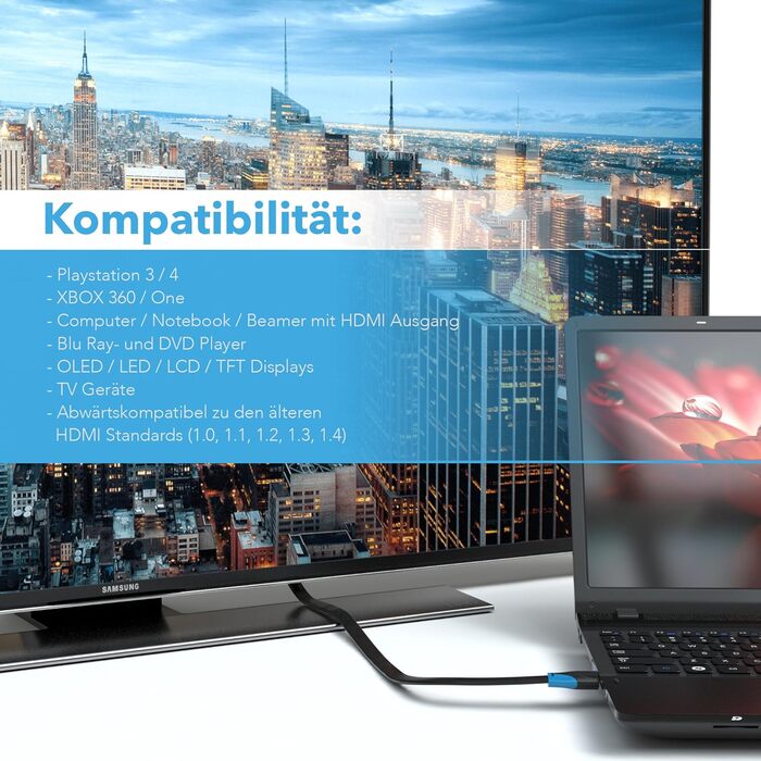 Кабель HDMI 2.0 Flat White 10м: 4K@60Hz, HDR, Ethernet, Ultra HD, 3D, Full HD, 1080p, ARC, білий