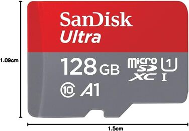 Карта пам'яті SanDisk Ultra microSDXC 128GB з адаптером, швидкість читання до 140 МБ/с для Android та смартфонів