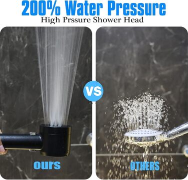 YOUMEIYUAN High-Pressure Shower Head with Handheld Shower, 4 Spray Modes, Water-Saving, Includes Hose, Holder, and Cotton Filter, Pink (Black)