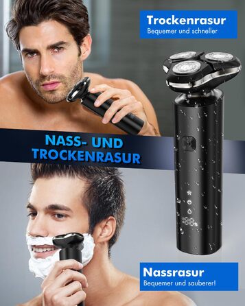 Електричний чоловічий бритва ETROBOT 3-в-1, IPX7, вологостійкий, для сухого та вологого гоління, з магнітною головкою та зарядкою USB-C