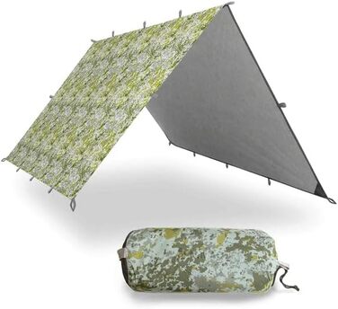 AquaQuest Safari Waterproof Camping Tarp - Lightweight Sun & Rain Shelter for Hiking, Backpacking & Hammocks (3x2m, Rock Camo)