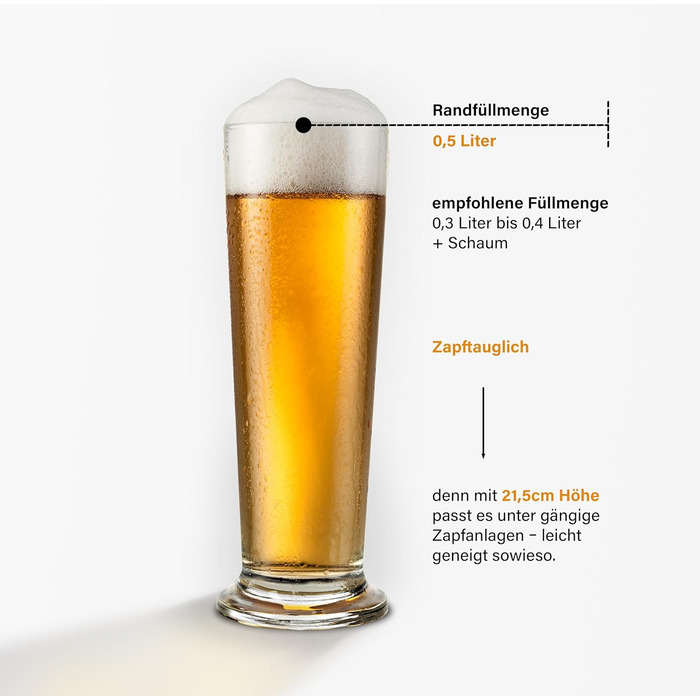 Пивні келихи Pilsstange 12 шт. з ніжкою – склянки для пива Pilsner преміум якості