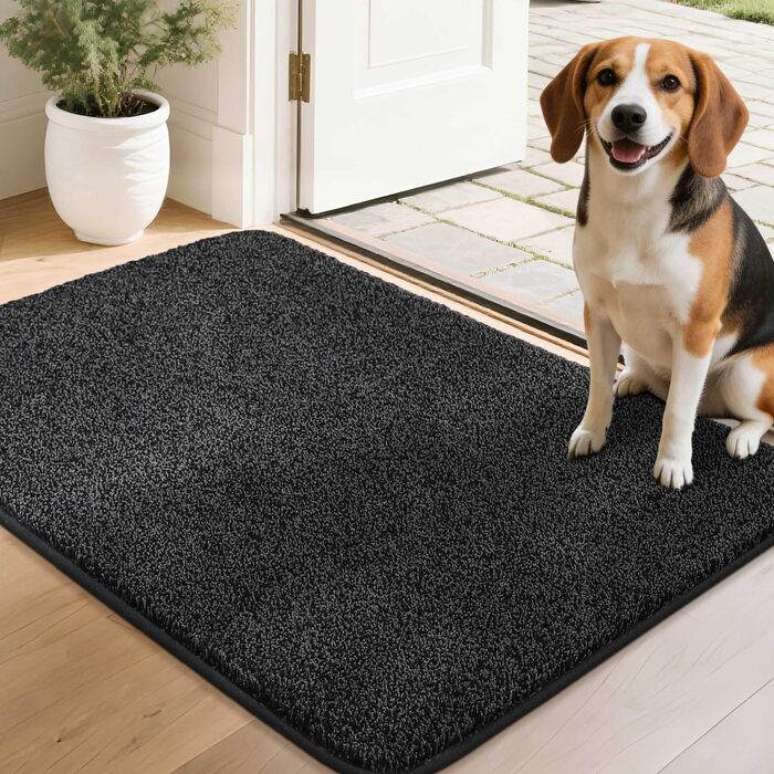 Килимок для входу COSY HOMEER 50x80 см, чорний - м'який, вологопоглинаючий, антиковзкий, для кухні, коридору, приміщення