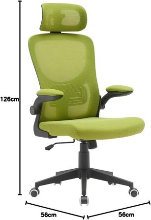Офісне крісло BAKAJI, нейлон, зелене, 56 x 116-126 см