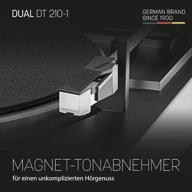 Програвач вінілу Dual DT 210-1 USB: 2 швидкості, магнітний звукознімач, ремінний привід, USB для оцифрування, чорний