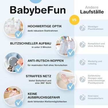 Дитячий манеж BabybeFun, складаний, захисна огорожа, посилена, 2-елементний комплект