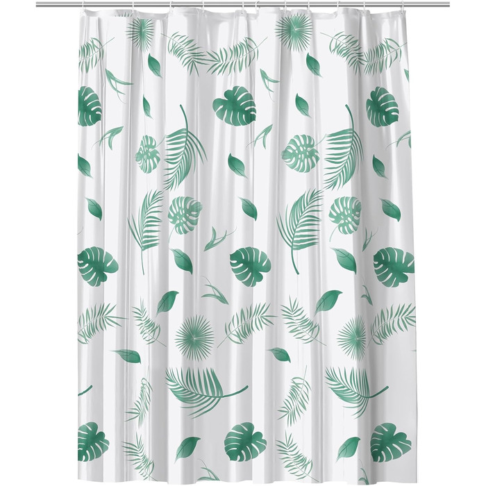 Шторка для душу URAQT, антибактеріальна, водонепроникна, швидковисихаюча, PEVA, 180x180 см, 12 кілець, біла