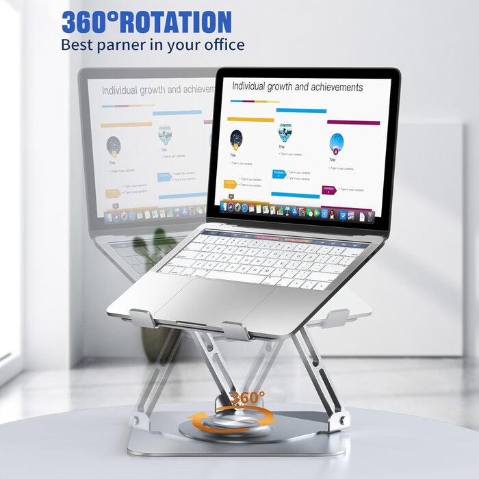 Adjustable Laptop Stand - 360° Swivel Base, Foldable & Portable - Fits 10-17 Inch Laptops (Splitter)