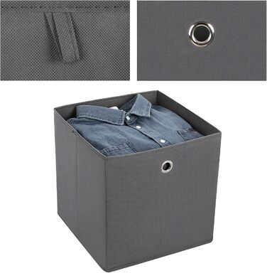 SONGMICS Storage Box, 6 Pack, Folding Box, Foldable Organizer, with Finger Hole, 30 x 30 x 30 cm, RFB02H-3 (Gray)