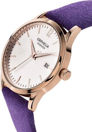 Жіночий аналоговий кварцовий годинник Orphelia Fashion Suede зі шкіряним ремінцем (Фіолетовий)