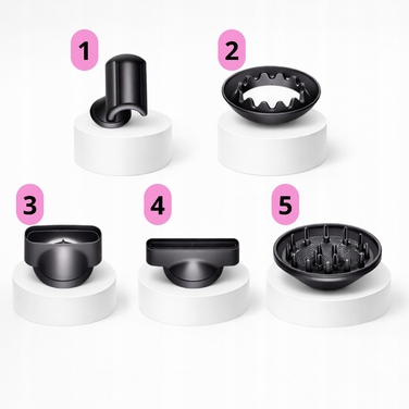 Професійний фен для волосся Dryer 6в1, 1600 Вт, з іонізацією та дифузором, сріблястий