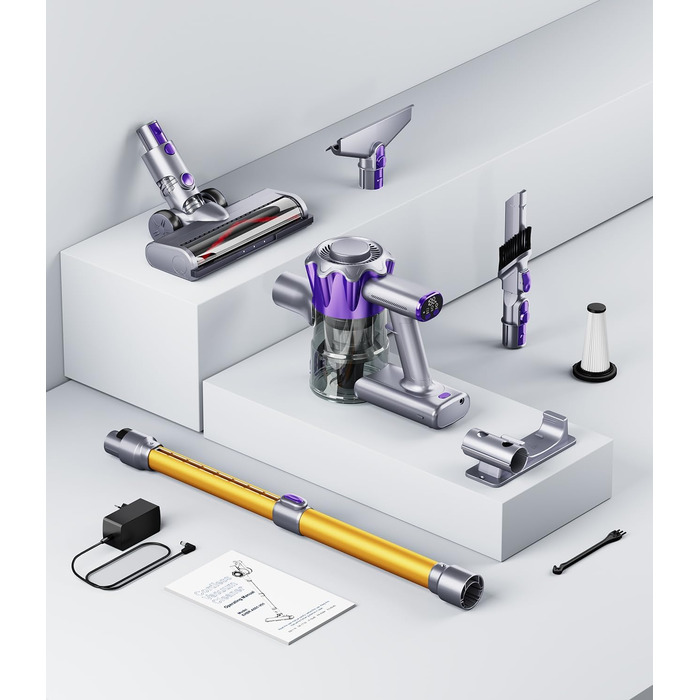 Бездротовий акумуляторний пилосос V8 з дисплеєм, 450 Вт, 40000 Па, до 50 хв роботи, автоматичний режим, антизаплутувальна щітка для килима, твердого покриття та шерсті тварин