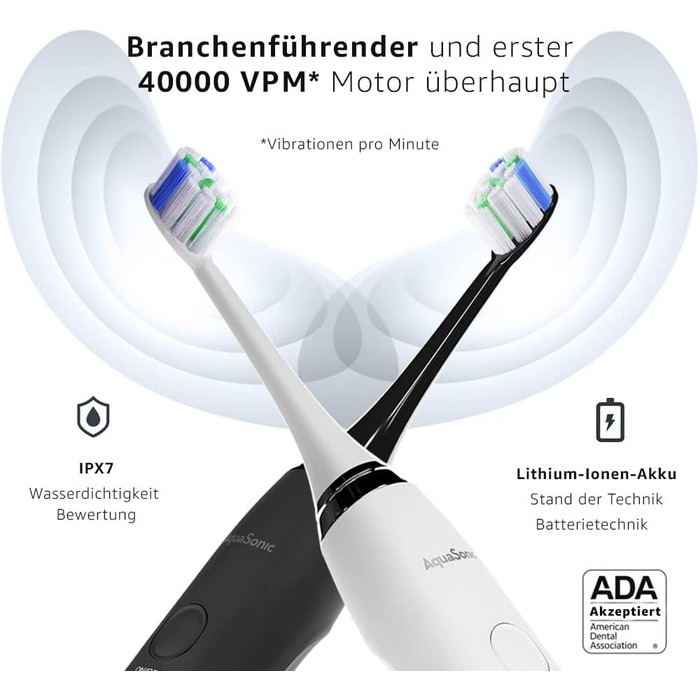 AquaSonic DUO PRO – Електрична зубна щітка з ультразвуком 40 000 VPM - 4 режими, Smart-таймер, UV-стерилізація, бездротова зарядка, 10 насадок ProFlex та 2 дорожні етиуси