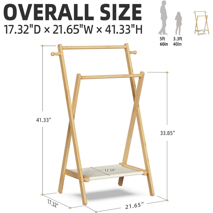Kids' Clothes Rack, Small Clothes Rack for Toddlers and Pets, Dress-Up Rack with Storage Shelf and Double Rods, Folding Clothes Rack for Kids' Rooms (Standard Size) (Small Size)