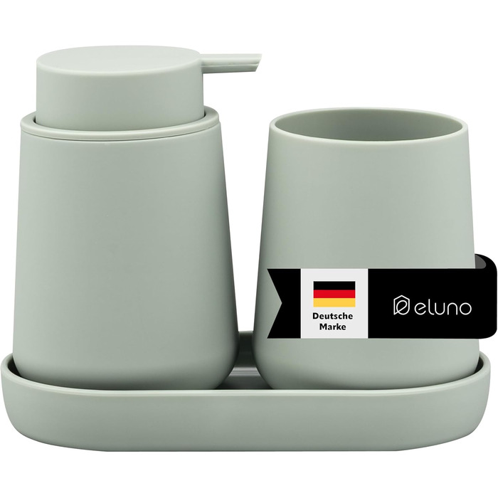 Набір аксесуарів для ванної кімнати Eluno TESERO (3 шт.) з Soft-Touch, пластик, салатний колір