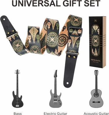 Нейлиба́та Гітарний ремінь, нейлон з кінцями з натуральної шкіри, для бас, електро- та акустичної гітари, 1 пара затискачів, 4 медіатори, помаранчеві квіти